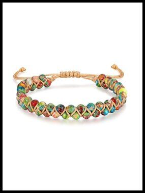 Jasper Bead Chakra Bracelet Adjustable Sliding Knot Boho Gift
